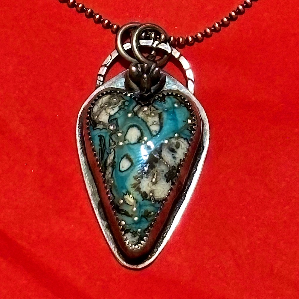 Turquoise Long Heart Pendant Sterling 925